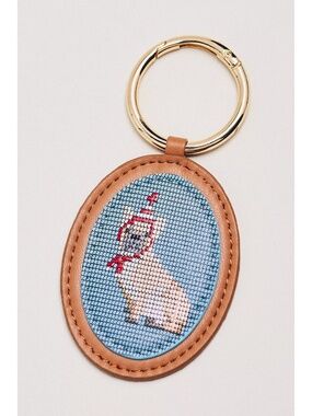 ANTHROPOLOGIE Frenchie Needlepoint Bag Charm - NWT ($32 Retail)